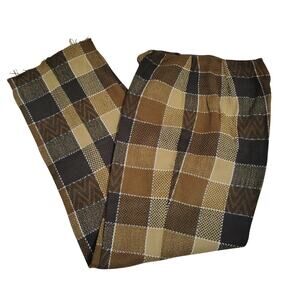 1950s Brown Plaid Boutique West Creased Slacks Pants Hidden Zipper Size 10P